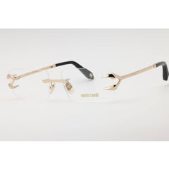 Roberto Cavalli Unisex Eyeglasses - Rose Gold Metal Rectangular Rimless | VRC023 0300