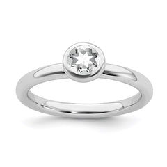 Sterling Silver Stackable Expressions Low 5mm Round White Topaz Ring | QSK511