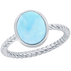 Women's Ring - Oval Larimar Rope Design Band, Size 9 | W-2780-9