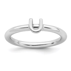 Sterling Silver Stackable Expressions Rhodium Letter U Ring | QSK1990