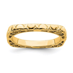 Sterling Silver Stackable Expressions Polished Gold-plated Square Ring | QSK762
