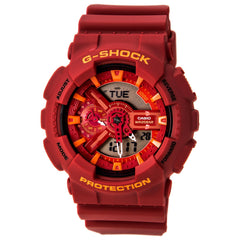 Casio Men's G-Shock Red & Grey Ana-Digi Dial Red Resin Strap Alarm Dive Watch | GA110AC-4A