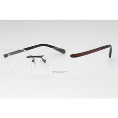 Bvlgari Men's Eyeglasses - Matte Black Metal Rimless Rectangular Frame | 0BV1109 128
