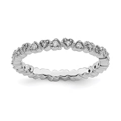 Sterling Silver Stackable Expressions Diamond Heart Ring | QSK341