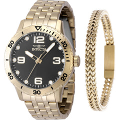 Invicta Men's Watch - Specialty Quartz Black Dial Yellow Gold Steel Bracelet | 48263