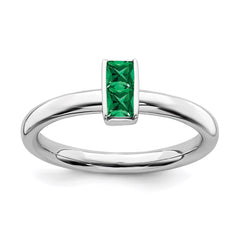 Sterling Silver Stackable Expressions Created Emerald Ring | QSK2116