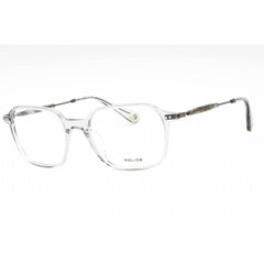 Police Men's Eyeglasses - Shiny Transparent Grey Acetate Square Frame | VPLE98M 06S8