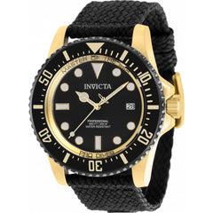 Invicta Men's Watch - Pro Diver Automatic Yellow Gold Case Black Dial Strap | 38238