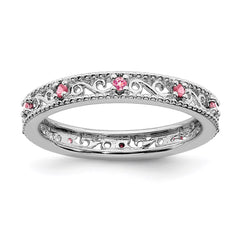 Sterling Silver Stackable Expressions Created Pink Sapphire Ring | QSK1491