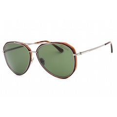 Tom Ford Women's Sunglasses - Havana Metal Pilot Shape Frame Green Lens | FT0749 54N