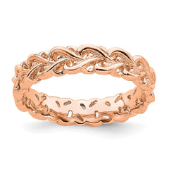 Sterling Silver Stackable Expressions Pink-plated Carved Ring | QSK1667