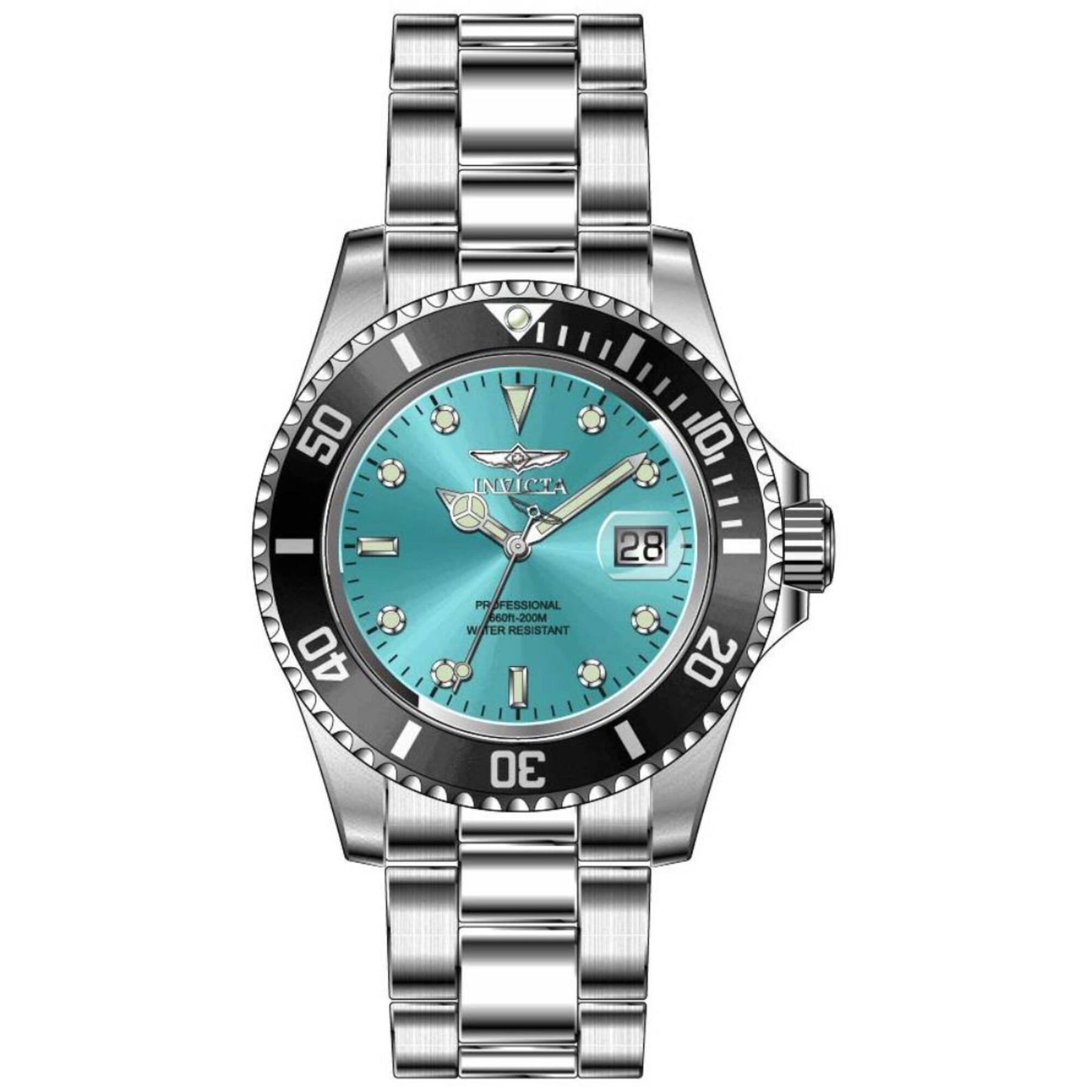 Invicta Men's Watch - Pro Diver Quartz Turquoise Dial Black