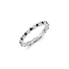 Sterling Silver Stackable Expressions Diamond & Created Sapphire Ring | QSK1090