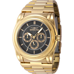 Invicta Men's Watch - Slim Quartz Black Dial Yellow Gold Steel Bracelet Date | 46262