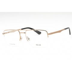 Police Men's Eyeglasses - Bronze Brown Metal Rectangular Half Rim Frame | VPLG71 08FE