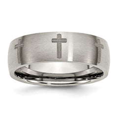 Titanium 8mm Laser Design Brushed Band | TB26D