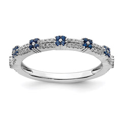 Sterling Silver Stackable Expressions Created Sapphire & Diamond Ring | QSK2156