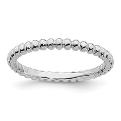 Sterling Silver Stackable Expressions Rhodium Beaded Ring | QSK211