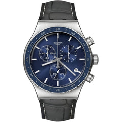 Swatch Unisex Watch - The October Collection Cobalt Lagoon Chrono Blue Dial | YVS496