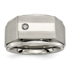 Titanium Satin & Polished Diamond Band | TB263AA