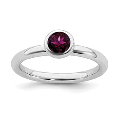 SS Stackable Expressions Low 5mm Round Rhodolite Garnet Ring | QSK513