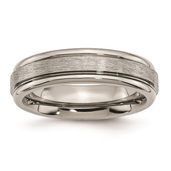Titanium Grooved Edge 6mm Brushed and Polished Band | TB14