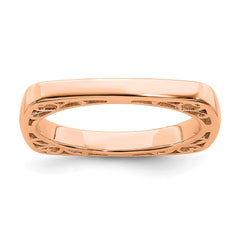 Sterling Silver Stackable Expressions Polished Pink-plated Square Ring | QSK779