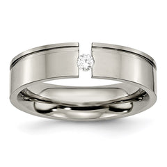 Titanium Grooved 6mm Diamond Polished Band | TB175AA