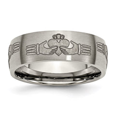 Titanium 8mm Laser Design Brushed Band | TB26N