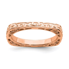 Sterling Silver Stackable Expressions Polished Pink-plated Square Ring | QSK753
