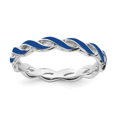 Sterling Silver Stackable Expressions Blue Enamel Ring | QSK1508