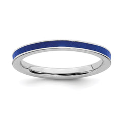Sterling Silver Stackable Expressions Blue Enameled 2.25mm Ring | QSK142