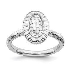 Sterling Silver Stackable Expressions Rhodium-plated Oval Ring | QSK1606