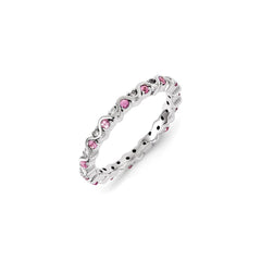 Sterling Silver Stackable Expressions Diamond & Pink Tourmaline Ring | QSK1088
