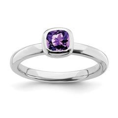 Sterling Silver Stackable Expressions Cushion Cut Amethyst Ring | QSK447