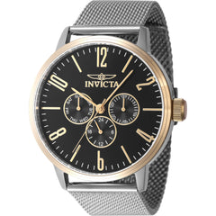 Invicta Men's Quartz Watch - Specialty Black Dial Silver Tone Mesh Bracelet | 47596