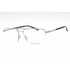 Porsche Men's Eyeglasses - Palladium Silver Metal Rectangular Half Rim Frame | P8398 B