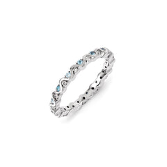 Sterling Silver Stackable Expressions Diamond & Blue Topaz Ring | QSK1085
