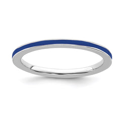 Sterling Silver Stackable Expressions Blue Enameled 1.5mm Ring | QSK132