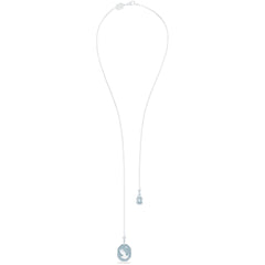 Swarovski Women's Y Necklace - Signum Swan Rhodium Plated Blue Crystal | 5628544