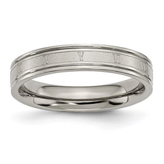 Titanium 4mm Brushed and Polished Roman Numerals Band | TB248