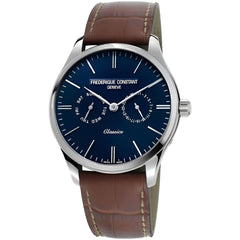 Frederique Constant Men's Watch - Classics Quartz Navy Dial Leather Strap | 259NT5B6