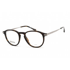 Hugo Boss Men's Eyeglasses - Havana Plastic Round Full Rim | BOSS 1093/IT 0086 00