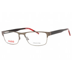 Hugo Men's Eyeglasses - Dark Ruthenium Grey Metal Rectangular Frame | HG 1263 0PTA 00