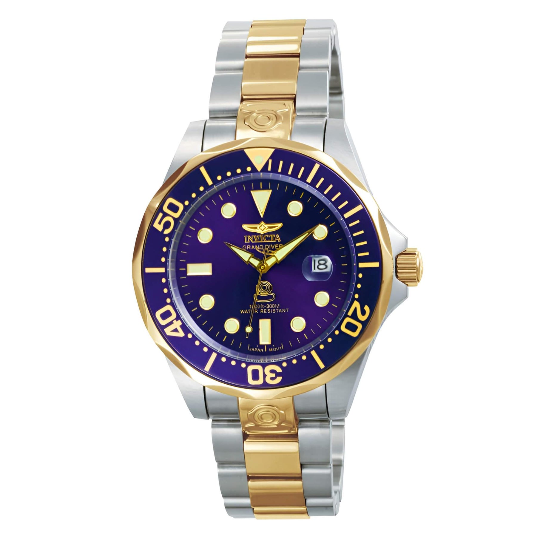 Invicta 3049 Men's Two Tone Yellow Bracelet Automatic Grand Diver