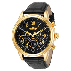 Invicta IBI-90242-003 Men's I by Invicta Collection Gold Tone Stainless Steel Quartz and Black Leather Band Watch