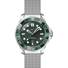 Invicta Men's Quartz Watch - Pro Diver Green Dial Silver Tone Mesh Bracelet | 45980