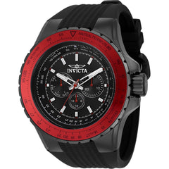 Invicta Men's Watch - Aviator Gunmetal Dial Black Silicone Strap Day-Date | 39303