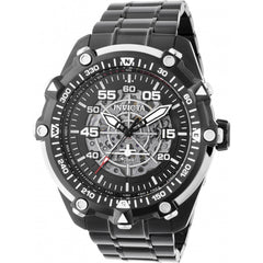 Invicta Men's Watch - Aviator Semi-Skeleton Dial Black Bracelet Automatic | 44658