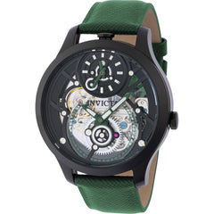 Invicta Men's Watch - Objet D Art Green, Silver, Black Dial Leather Strap | 44325